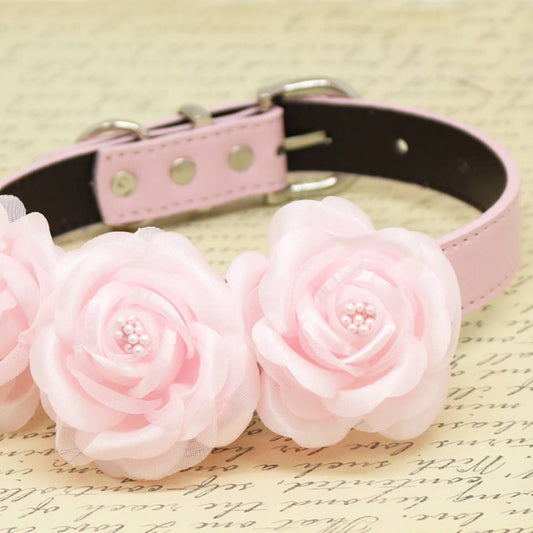 Pink Floral wedding Dog Collar, pets accessory, pink lovers, birthday gifts, Pink Rose Flowers , Wedding dog collar