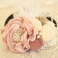 Pearl Blush Wedding Flower dog collar, Pet wedding, Burlap , Wedding dog collar