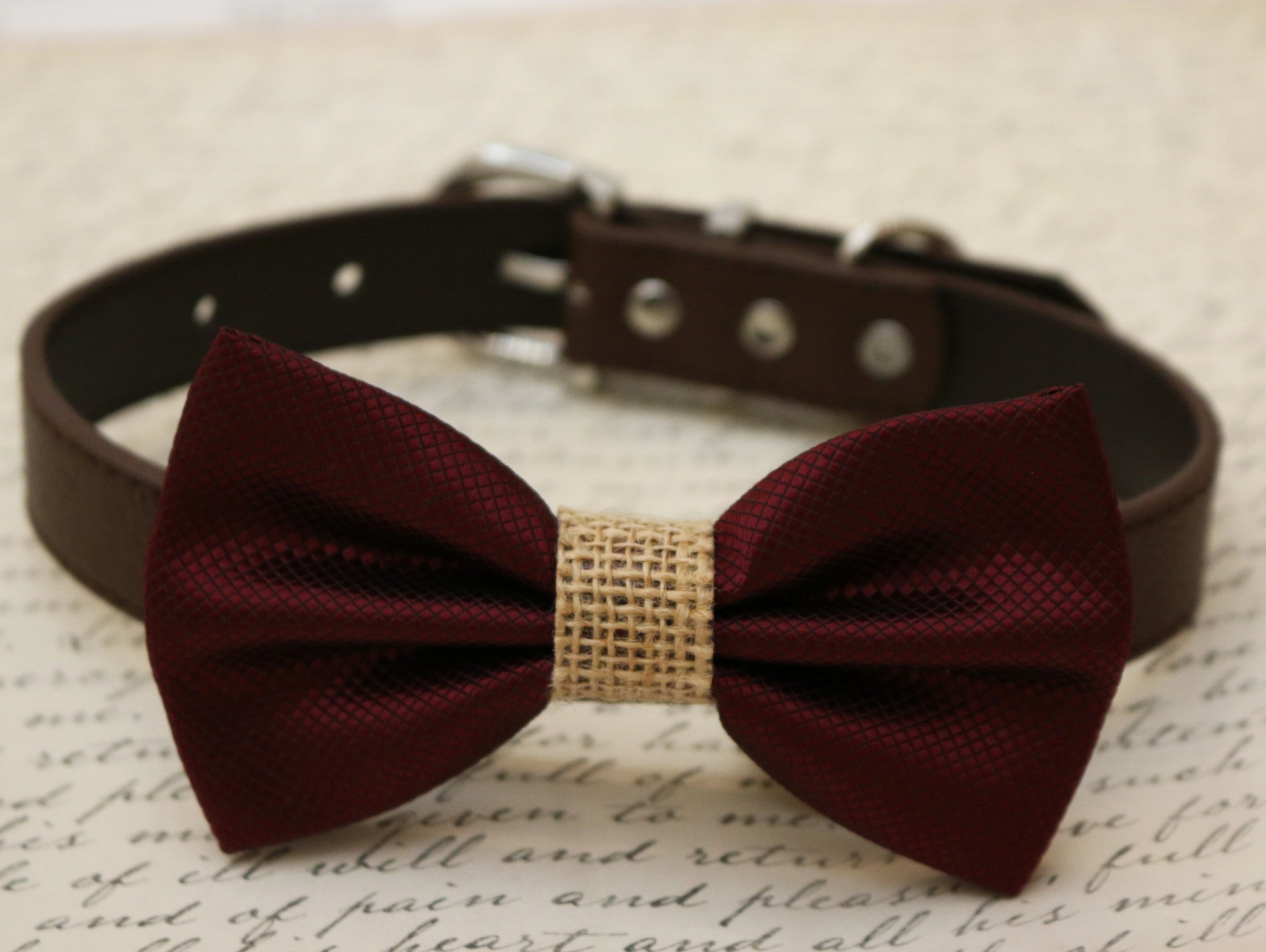 burgundy dog bow tie