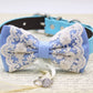 French Blue Lace Bow Tie Dog ring bearer collar, French blue Wedding , Wedding dog collar