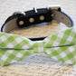 Plaid Green Dog Bow tie with Collar, Spring wedding dog accessory, plaid wedding , Wedding dog collar