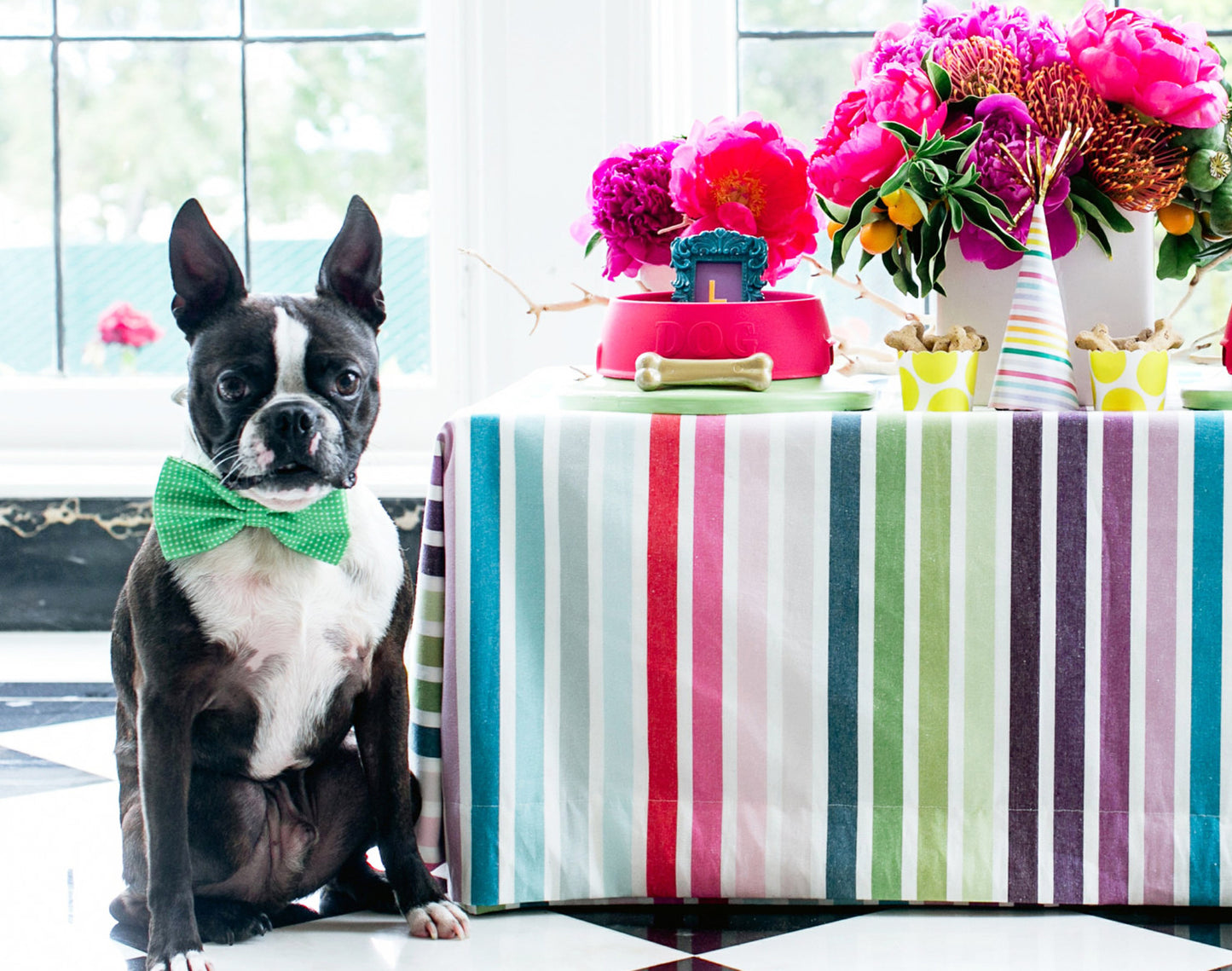 Green Dog Bow Tie attached to collar, Spring wedding , Wedding dog collar