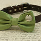 Green Dog Bow Tie, charm, dog birthday gift, dog lovers, leather collar , Wedding dog collar