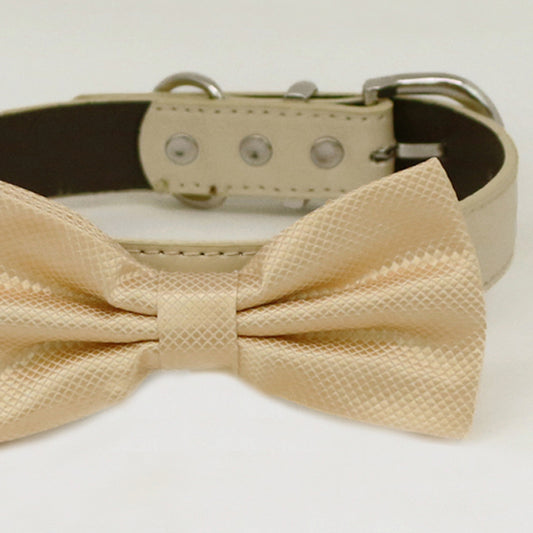 Ivory bow tie collar XS to XXL collar and bow tie, adjustable, Puppy bow tie, handmade, Dog ring bearer ring bearer , Wedding dog collar