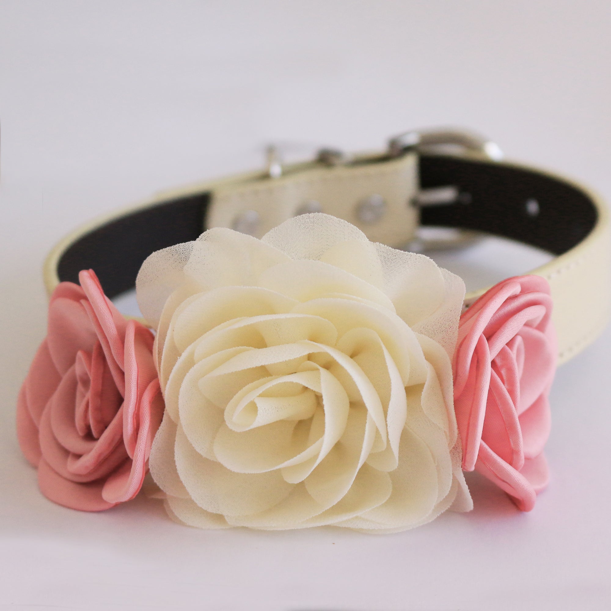 Pink Roses on Pink Floral Dog Collar