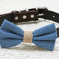 Blue Burlap dog bow tie collar, dog birthday gift, denim bow tie , Wedding dog collar