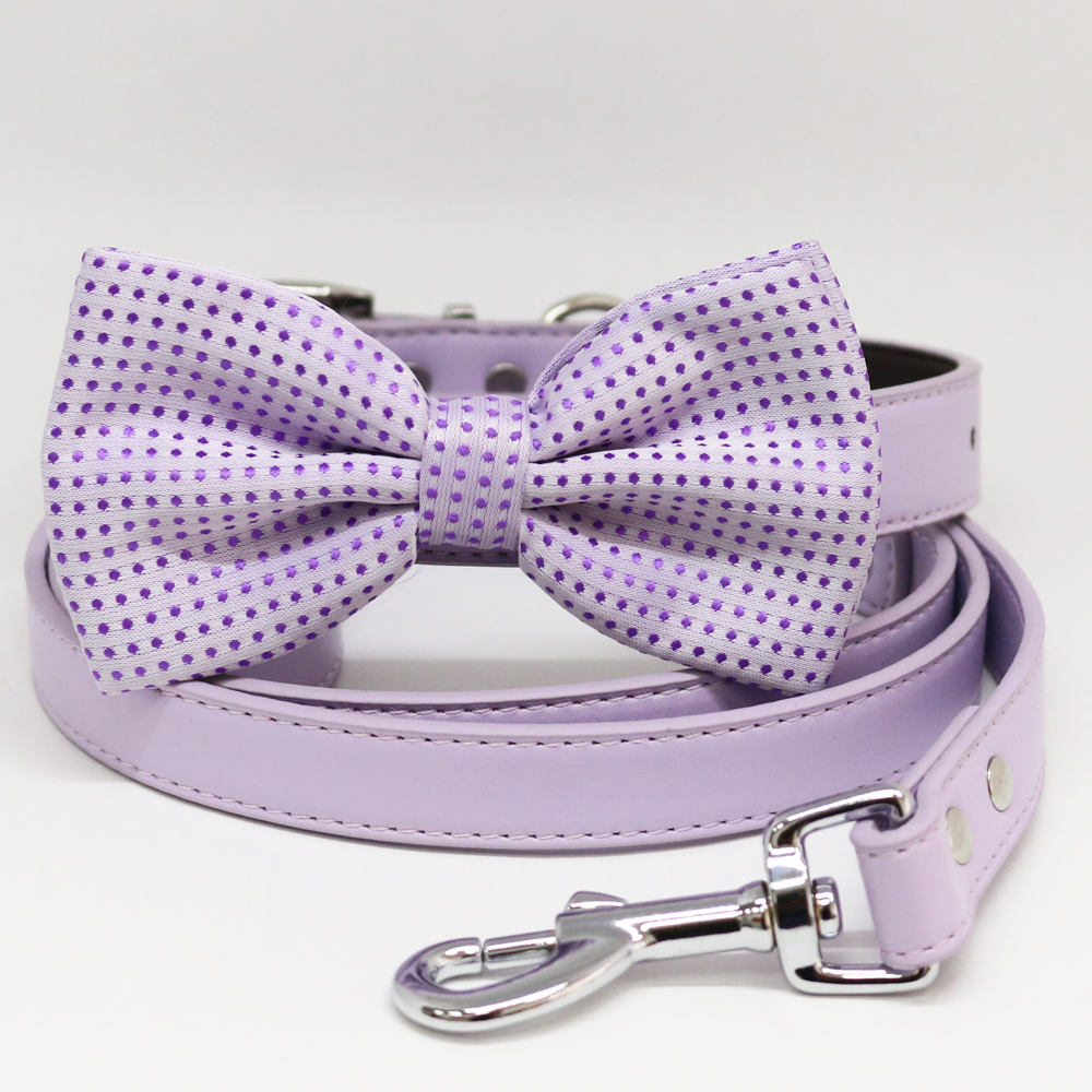 Dog collar and Leash, Lavender Bow tie, Puppy Gift, Pet wedding, Dog ring bearer , Wedding dog collar