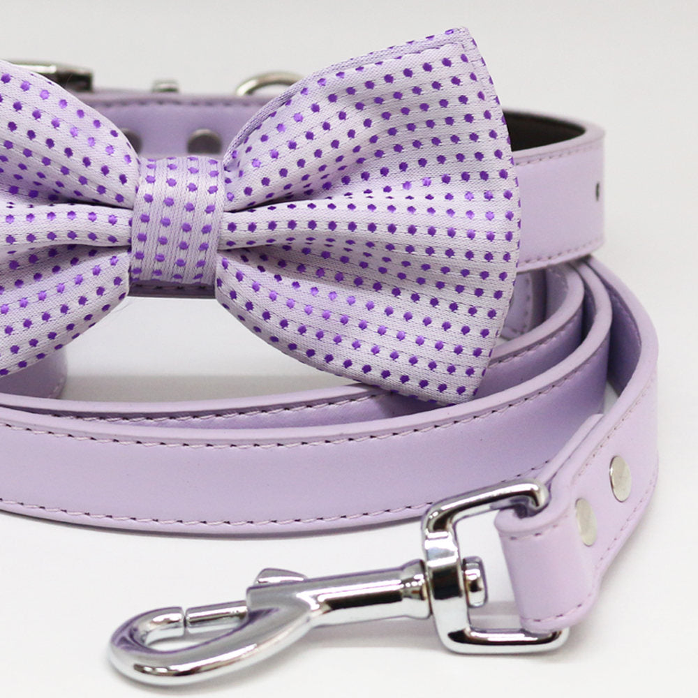 Dog collar and Leash, Lavender Bow tie, Puppy Gift, Pet wedding, Dog ring bearer , Wedding dog collar
