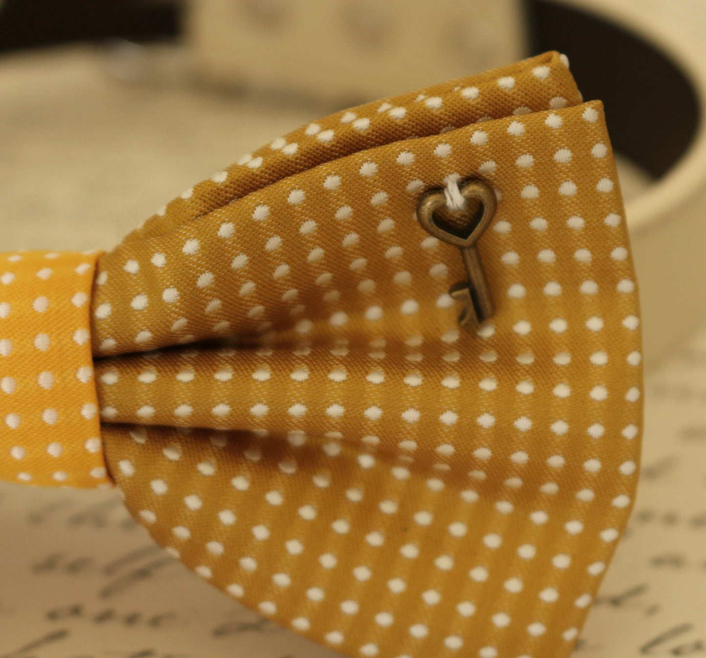 Mustard Dog Bow Tie attached to collar, Pet accessory, Charm, Dog birthday , Wedding dog collar