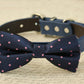 Navy Dog Bow Tie, Polka dots bow, Pet accessory, Navy and Lavender wedding , Wedding dog collar