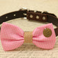 Pink Dog Bow Tie attached to collar, Burlap, Cat bow, charm Live, Love, Laugh , Wedding dog collar