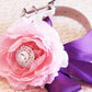 Pink Peonies and Purple Floral Dog Collar, Wedding Accessory, flower and Rhinestone , Wedding dog collar