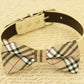 Plaid Burly wood Dog Bow Tie attached to collar , Wedding dog collar