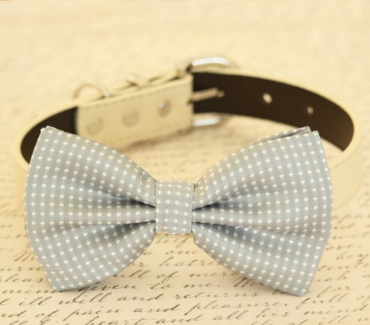 Gray Dog Bow Tie Wedding with collar, pet bow tie, birthday, gift , Wedding dog collar