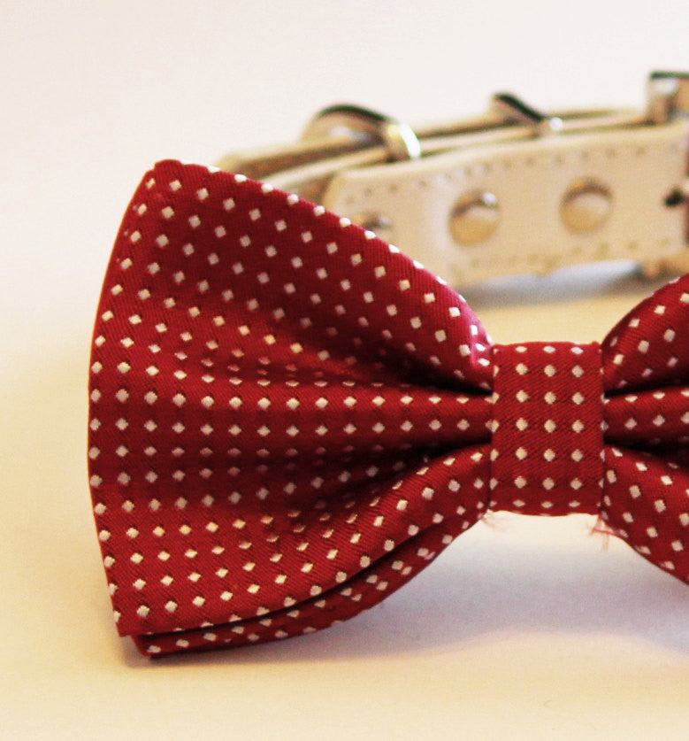 Red Dog Bow tie with collar, Dog Wedding, Pet Birthday Accessory, Red Lovers , Wedding dog collar