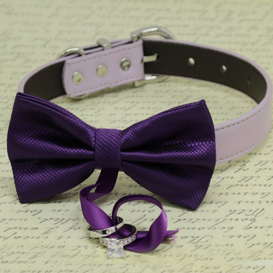 Purple Dog Bow Tie Collar, Ring Bearer, Pet Wedding, Proposal, Will you Marry me? , Wedding dog collar