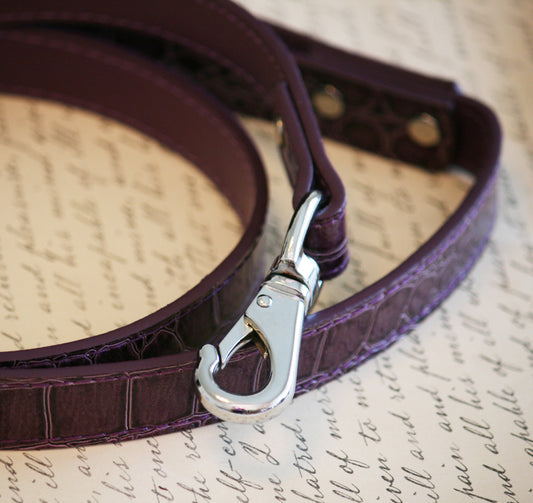 Purple Leather Leash, Pet Accessories, Wedding Color , Wedding dog collar