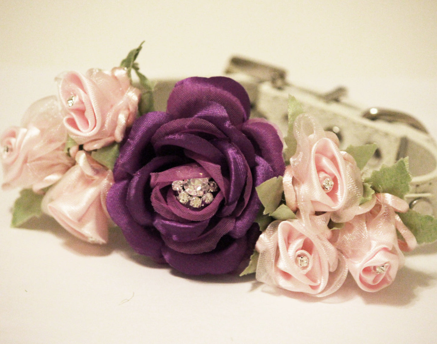 Purple Light Pink Dog Collar, Floral Wedding Dog, pink love, purple wedding , Wedding dog collar