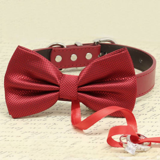 Red Bow Tie Ring Bearer dog Collar, Pet Wedding, Proposal, Puppy Love, Gifts , Wedding dog collar