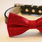 Red Ruby Dog Bow Tie with collar- Chic Wedding dog bow tie, Birthday gift , Wedding dog collar