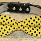 Yellow Black Polka dots Bow Tie attach to collar, Chic Wedding, Pet lovers , Wedding dog collar