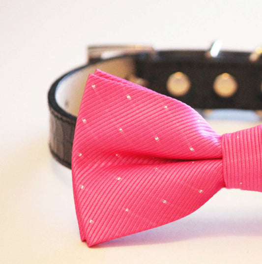 Pink Dog Bow Tie collar- Chic Wedding, Puppy love , Wedding dog collar