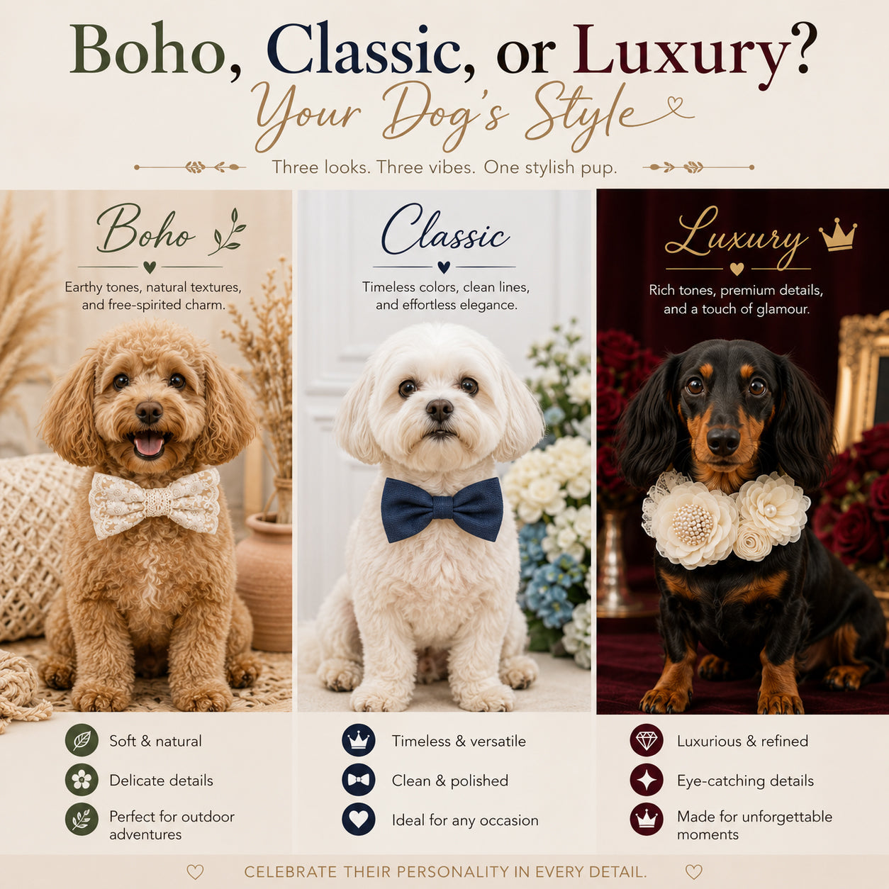 Boho, Classic, or Luxury? Your Dog’s Style