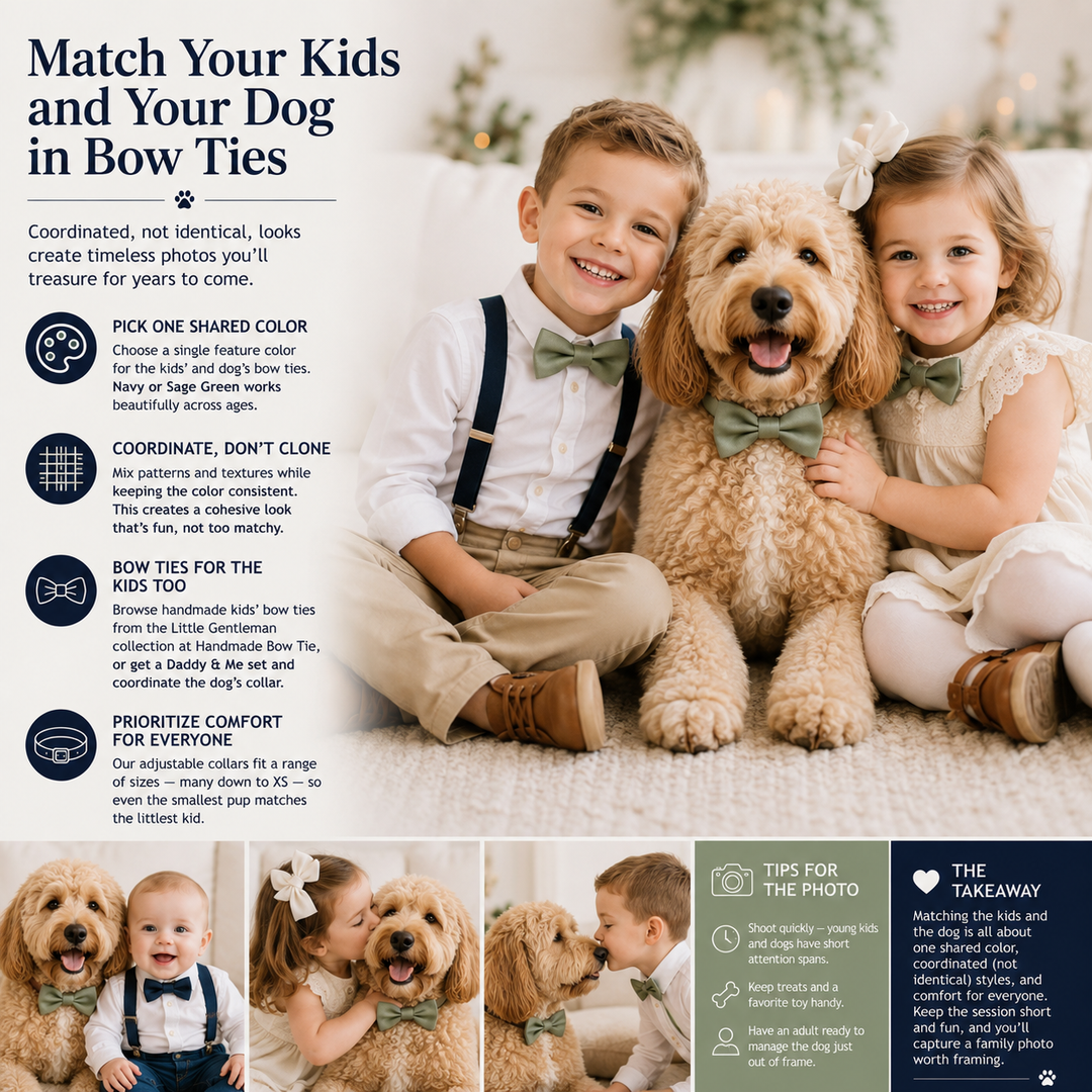 Family Photos Matching Bow Ties for Dogs and Kids