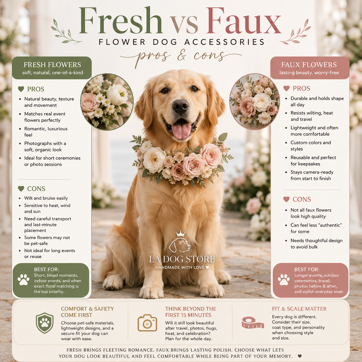 Fresh vs Faux Flower Dog Accessories Pros & Cons