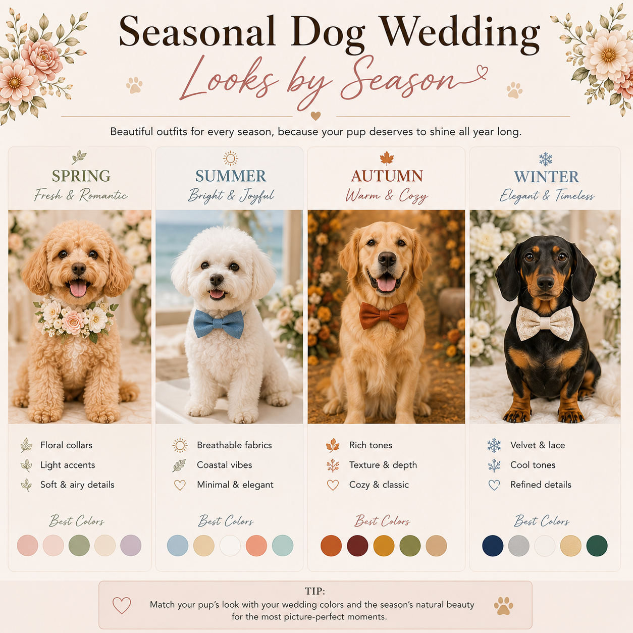 Seasonal Dog Wedding Looks by Season