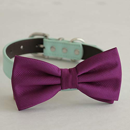 Purple wine bow tie collar XS to XXL collar and bow tie, adjustable, Puppy bow tie, handmade boy dog collar, dog ring bearer