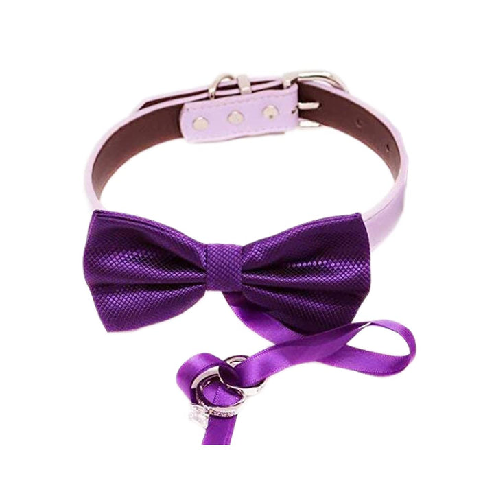 Dog Ring Bearer Bow Tie Collar, bow attached to leather collar, Dog ring bearer, XS to XXL adjustable collar