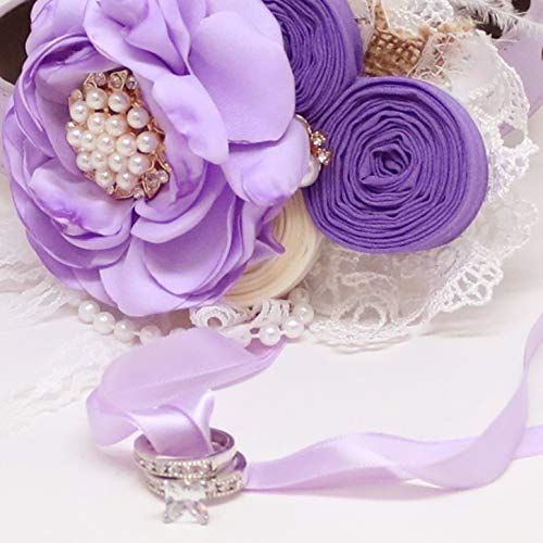 Purple lavender flower dog collar beaded pearl feather burlap Rhinestone flower collar leather adjustable girl collar dog ring bearer, proposal