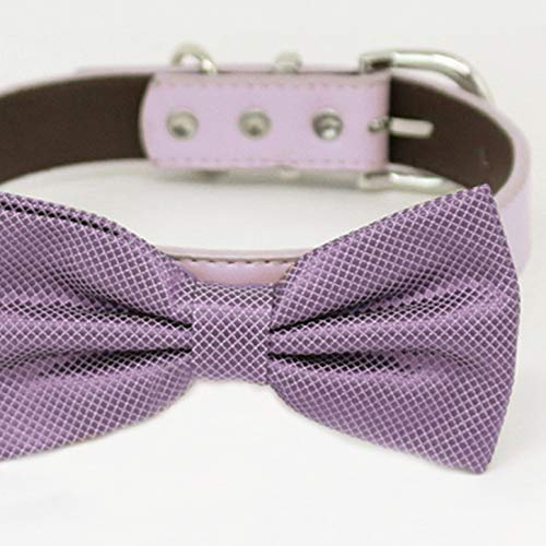 Dusty lavender bow tie collar dog ring bearer XS to XXL leather collar bow adjustable Puppy bow tie handmade lilac black collar
