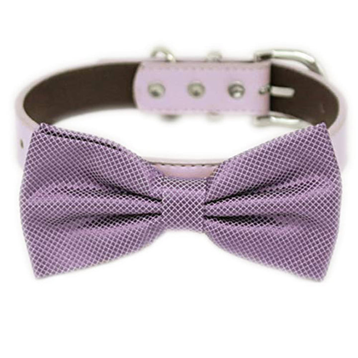 Dusty lavender bow tie collar dog ring bearer XS to XXL leather collar bow adjustable Puppy bow tie handmade lilac black collar