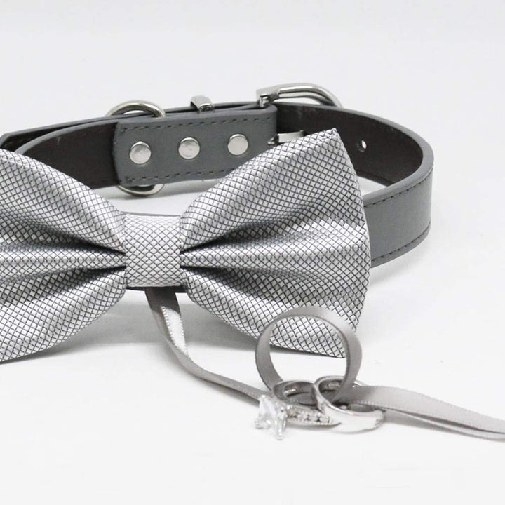 Silver Dog Bow Tie ring bearer, Pet Wedding, Puppy lovers, Proposal