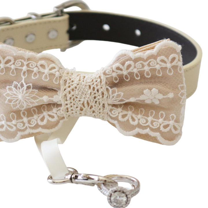 Customizable Pet Wedding Collar with Multi-Color Options - Handcrafted Adjustable XS to XXL Dog Collar & Bow Tie Set for Proposal and Ring Bearer
