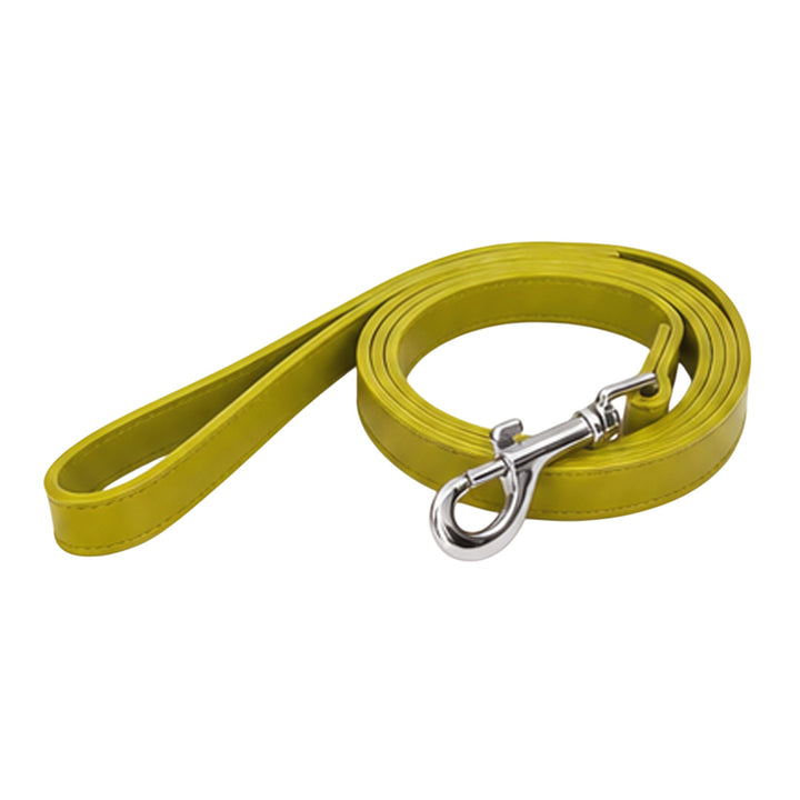 Apple green soft vegan leather dog leash, 48 inches long and 0.75 inches wide