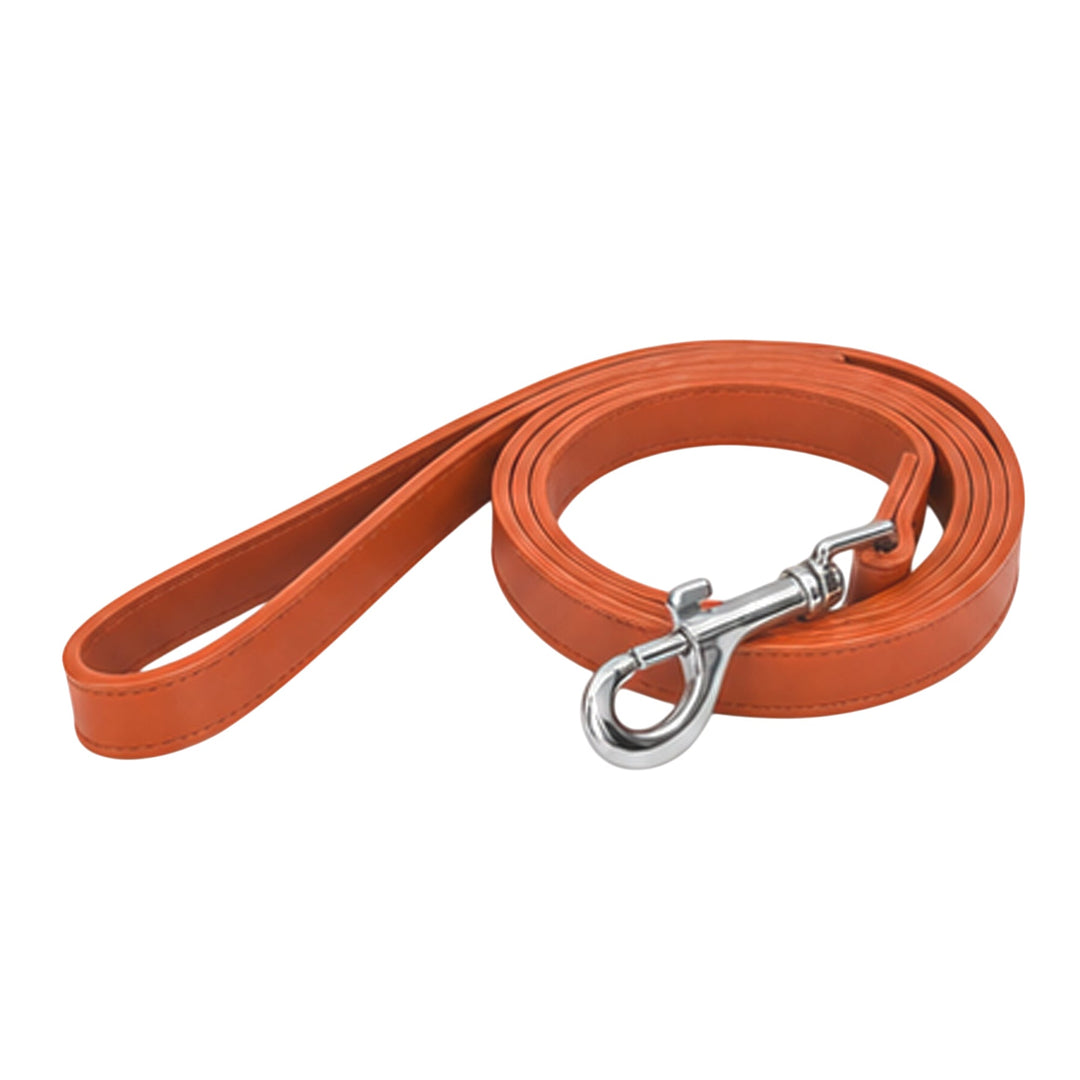 Apricot orange soft vegan leather dog leash, 48 inches long and 0.75 inches wide