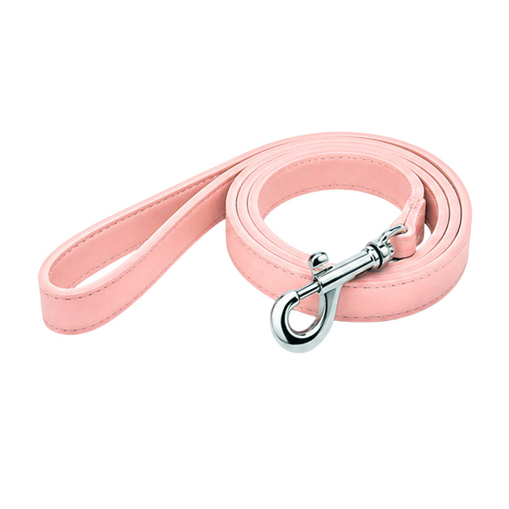 Blush soft vegan leather dog leash, 48 inches long and 0.75 inches wide