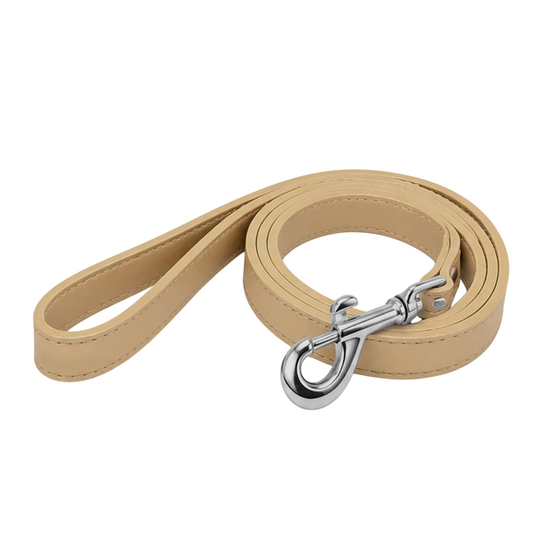 Champagne soft vegan leather dog leash, 48 inches long and 0.75 inches wide