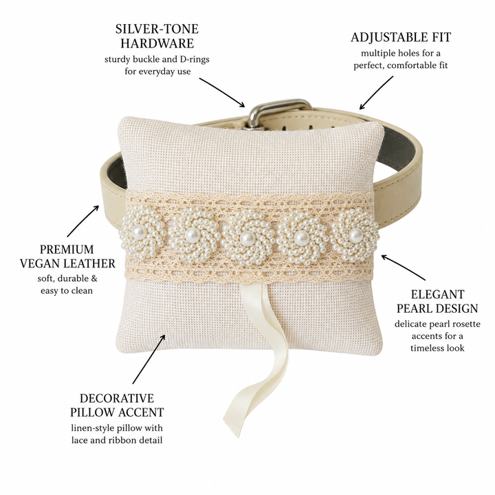 Ivory Pearl Lace Ring Bearer Dog Pillow