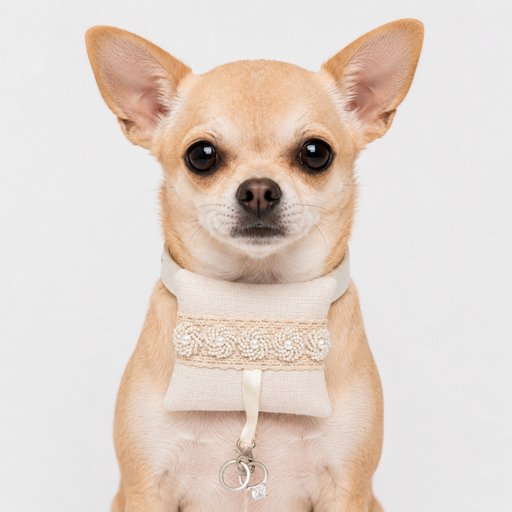 Ivory Pearl Lace Ring Bearer Dog Pillow