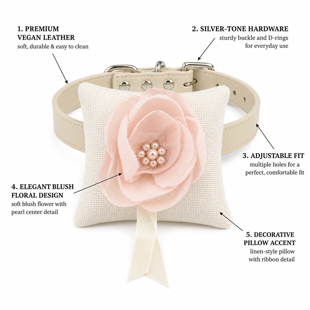 Soft Pink Pearl Rose Ring Bearer Dog Pillow