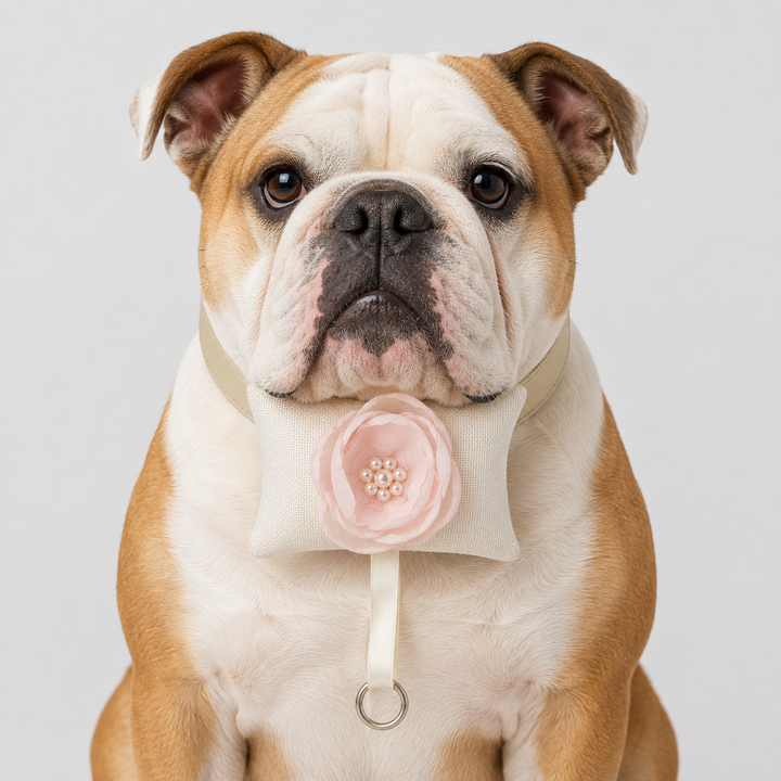 Soft Pink Pearl Rose Ring Bearer Dog Pillow