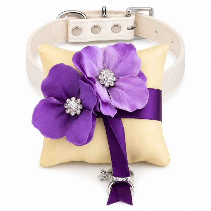Yellow and Purple Floral Ring Bearer Dog Pillow
