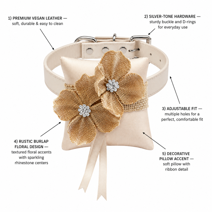 Rustic Burlap Floral Ring Bearer Dog Pillow