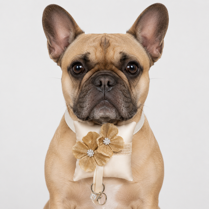 Rustic Burlap Floral Ring Bearer Dog Pillow