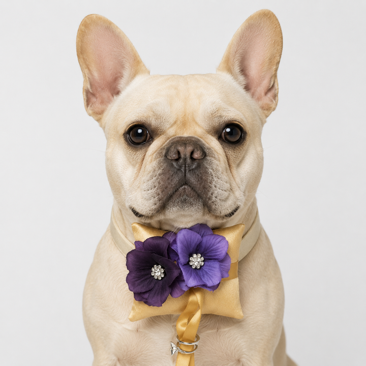 Gold and Purple Floral Ring Bearer Dog Pillow