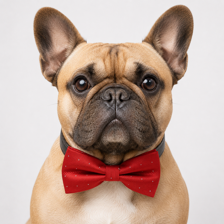Red Ring Bearer Wedding Dog Bow Tie Collar with Adjustable Black Vegan Leather Collar
